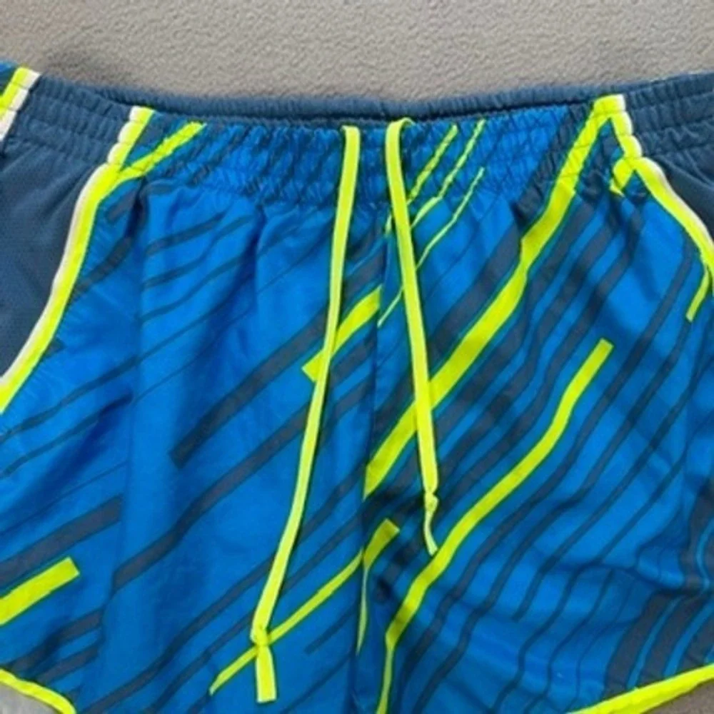 Nike Running Shorts Dri-FIT Geometric Athletic Medium Blue Yellow Performance